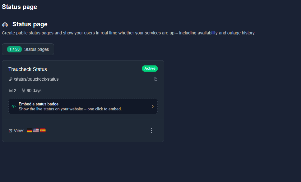 Public Status Page